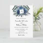 Rustieke Dusty Blue Floral Eucalyptus Waterverf Kaart (Staand voorkant)