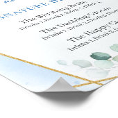 Rustieke Dusty Blue Floral gouden drinken Poster (Hoek)