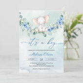 Rustieke Dusty Blue Floral Het is een Boy Baby sho Kaart (Staand voorkant)