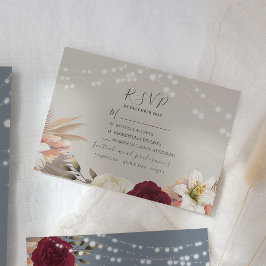 Rustieke Dusty Blue Floral Wedding RSVP Kaart