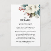 Rustieke Dusty Blue Floral Winter Wedding Details Informatiekaartje (Voorkant)