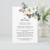 Rustieke Dusty Blue Floral Winter Wedding Details Informatiekaartje (Staand voorkant)