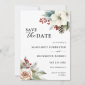 Rustieke Dusty Blue Floral Winter Wedding Kaart (Voorkant)