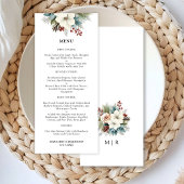 Rustieke Dusty Blue Floral Winter Wedding Menu