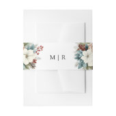 Rustieke Dusty Blue Floral Winter Wedding Uitnodigingen Wikkel (Voorkant Voorbeeld)