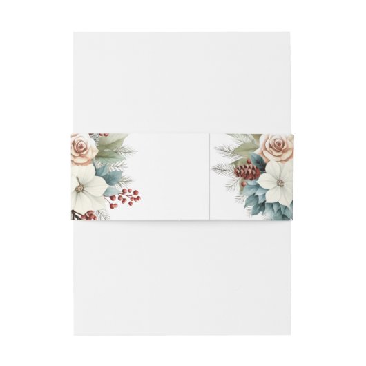 Rustieke Dusty Blue Floral Winter Wedding Uitnodigingen Wikkel (Achterkant Voorbeeld)