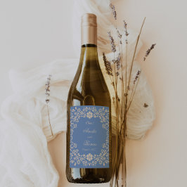 Rustieke Dusty Blue Mexicaanse bruiloft Wijn Etiket