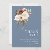 Rustieke Dusty Blue Peach Floral Wedding Dank u Bedankkaart (Voorkant)