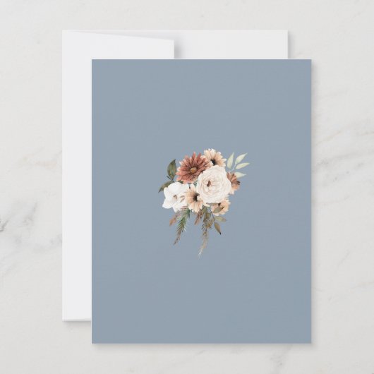 Rustieke Dusty Blue Peach Floral Wedding Dank u Bedankkaart (Achterkant)