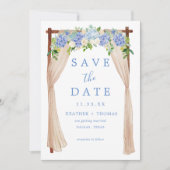 Rustieke Dusty Blue Waterverf Hydrangea Save The Date (Voorkant)