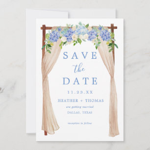 Rustieke Dusty Blue Waterverf Hydrangea Save The Date