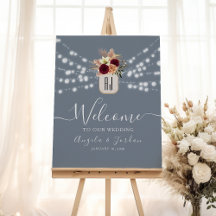 Rustieke Dusty Blue Wedding Welkomstbord