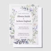 Rustieke Dusty Blue Wild Flower Vellum Uitnodigingen (Offset)