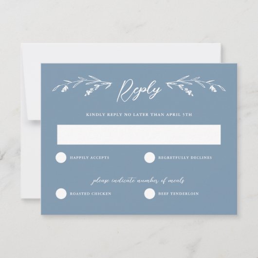 Rustieke Dusty Blue Wildflower bruiloft RSVP Kaart (Voorkant)