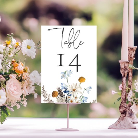 Rustieke Dusty Blue Wildflowers & Daisies Douche Kaart