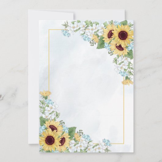 Rustieke Dusty Blue Zonnebloem Bloemen Save the Da Kaart (Achterkant)