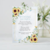 Rustieke Dusty Blue Zonnebloem Details Behuizing K Informatiekaartje (Staand voorkant)