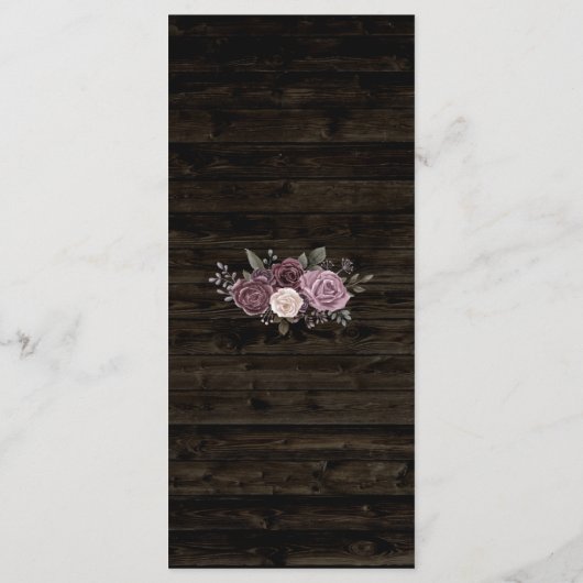 Rustieke Dusty Paarse Roos Waterverf Bloemen op Ho Menu (Achterkant)