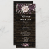 Rustieke Dusty Paarse Roos Waterverf Bloemen op Ho Menu (Voorkant / Achterkant)