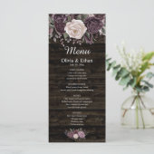 Rustieke Dusty Paarse Roos Waterverf Bloemen op Ho Menu (Staand voorkant)