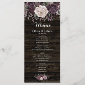 Rustieke Dusty Paarse Roos Waterverf Bloemen op Ho Menu (Voorkant)