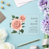 Rustieke Dusty Peach Rozen Wedding Save the Date Acryl Uitnodigingen (Insitu (Huwelijk))