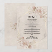 Rustieke Dusty Pink Roses & Wildflowers Wedding Menu (Voorkant / Achterkant)