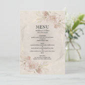 Rustieke Dusty Pink Roses & Wildflowers Wedding Menu (Staand voorkant)