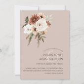 Rustieke Dusty Roze en Groene Bloemen Bruiloft Kaart (Voorkant)