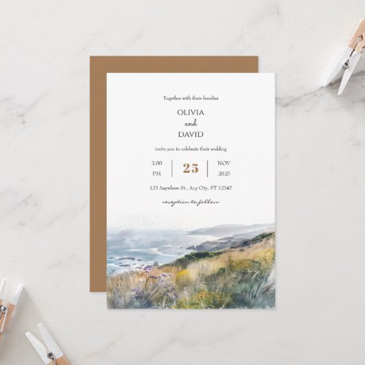 Rustieke Dusty Windy Bluffs Ocean Uitzicht strand Kaart (Voorkant / Achterkant in situ)