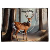 Rustieke Earth Tone Waterverf Herten Gift Bag Groot Cadeauzakje (Voorkant)