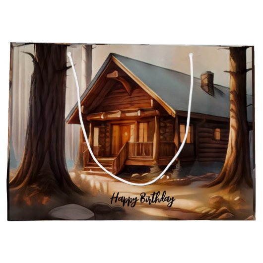 Rustieke Earth Tone Waterverf Herten Gift Bag Groot Cadeauzakje (Achterkant)