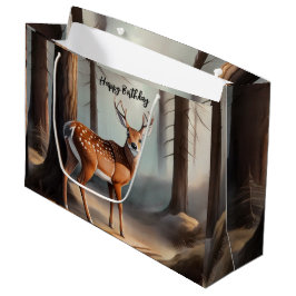 Rustieke Earth Tone Waterverf Herten Gift Bag Groot Cadeauzakje