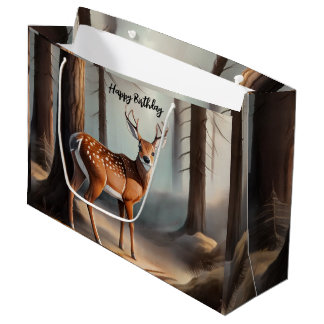 Rustieke Earth Tone Waterverf Herten Gift Bag Groot Cadeauzakje