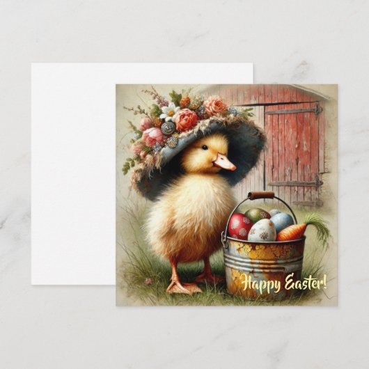 rustieke Easer eend met eieren boerderij Feestdagenkaart (Voorkant / Achterkant)