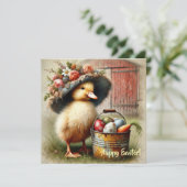 rustieke Easer eend met eieren boerderij Feestdagenkaart (Staand voorkant)