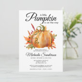 Rustieke 'Een Klein Pompoen Herfst Babyfeestje' Kaart (Staand voorkant)
