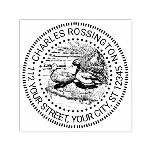 Rustieke eenden bij waterkant Naam Retouradres Zelfinktende Stempel (Design)