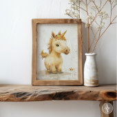 Rustieke eenhoorn schilderij kleine gouden kroon poster