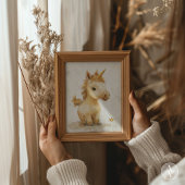 Rustieke eenhoorn schilderij kleine gouden kroon poster