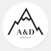 Rustieke Eenvoudige Berg Bruiloft Custom Ronde Sticker (Voorkant)