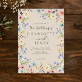 Rustieke eenvoudige botanische wilde bloem bruilof kaart