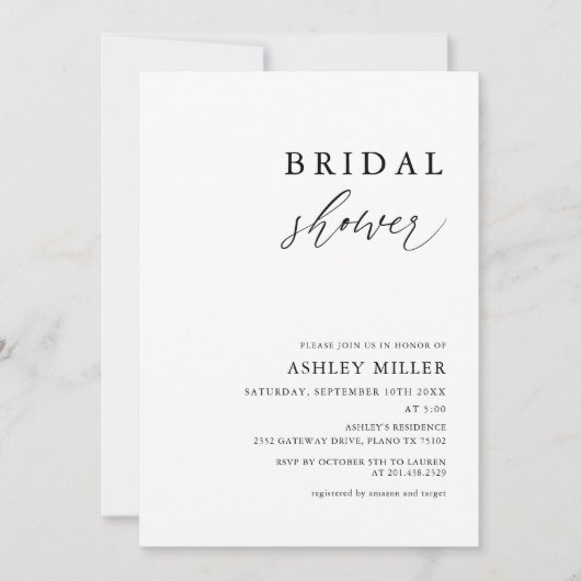 Rustieke Eenvoudige Bruidsuitnodiging Kaart (Voorkant)