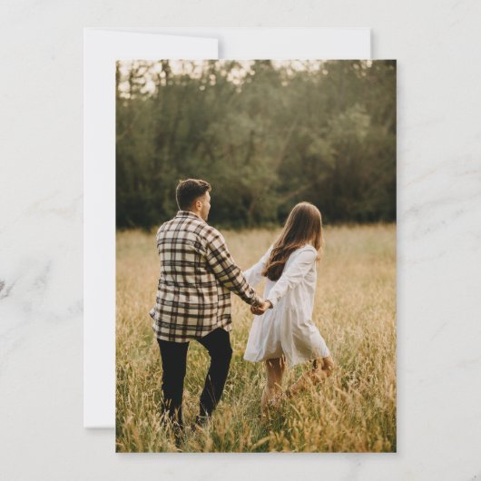 Rustieke Eenvoudige Dusty Blauwe Fotobruiloft Save The Date (Achterkant)