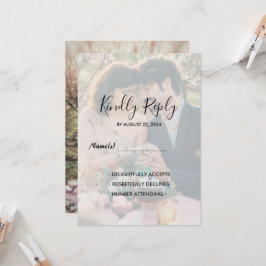 Rustieke eenvoudige elegante foto bruiloft RSVP Kaart