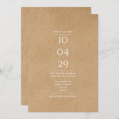 Rustieke Eenvoudige Elegante Speciale Datum Trouwd Kaart (Voorkant / Achterkant)