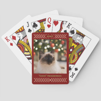 Rustieke Eenvoudige Grafische Aangepaste Foto Naam Pokerkaarten