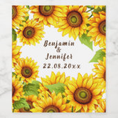 Rustieke eenvoudige kalligrafie boho zonnebloem br wijn etiket (Enkel label)