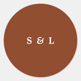 Rustieke Eenvoudige Monogram Bruiloft Envelop Stic Ronde Sticker