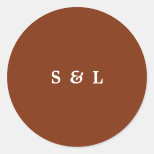 Rustieke Eenvoudige Monogram Bruiloft Envelop Stic Ronde Sticker
